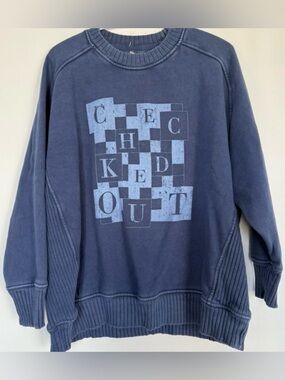 AERIE Soft Graphic Sweatshirt | S | Denim Blue